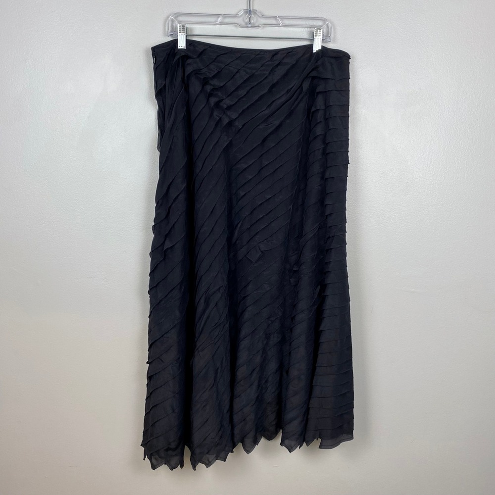 J. Jill Asymmetrical Ruffle Maxi Skirt Black Whimsygoth Dark Fairy Size 16 - Picture 9 of 11